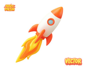 Sticker - Vector realistic isolated rocket launch on white background.