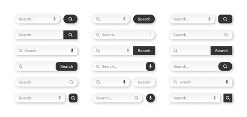 Wall Mural - various search bar templates. internet browser engine with search box, address bar and text field. u