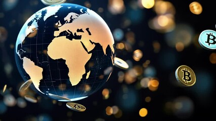 Wall Mural - digital currency soaring around the globe at night, illustrating the dynamic world of international 
