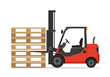 © Ranako Studio - A red forklift raises a stack of wooden pallets