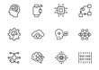 © masooma - Collection of modern line icons showcasing artificial intelligence, neural networks, cloud computing, and high technology for future concepts.