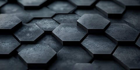 Sticker - high-resolution close-up of interlocking hexagonal tiles with a 3d effect, ideal for modern, geometr