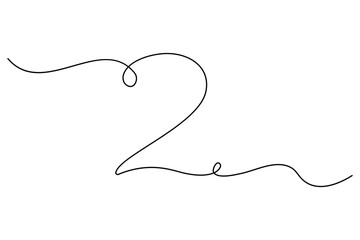 Number 2 in continuous line drawing style. editable One line drawing of number 2 icon. Vector illustration
