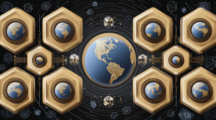 Wall Mural - background network points earth's surface wave background abstract digital wave background informati