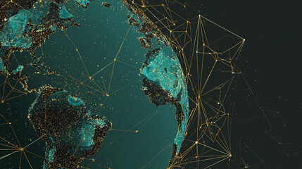 Wall Mural - background network points earth's surface wave background abstract digital wave background informati