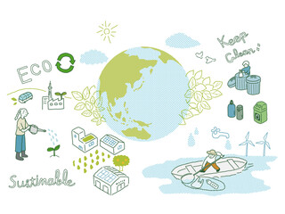  地球の環境を大切に活動する人々