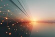 © Ryzhkov - Digital network grid structure with glowing interconnected points and sunrise reflection, symbolizing advanced connectivity in modern technology and innovation
