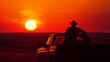 © srmaker - Sunset Silhouette Cowboy Contemplates at Days End