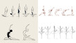© Creative Nest - Elegant line art illustrations of women performing yoga and dance poses, expressing movement, grace, and balance in a minimalist, fluid sketch style.