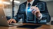 © Shabbir - Data analysis shows a businessman navigating digital transformation, focusing on document management and business process automation, leveraging modern technology.