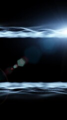 Wall Mural - artistic loop sea waves with lens flare on black copy space vertical background.