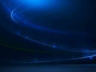 Wall Mural - abstract dark blue background with glowing light trails, creating dynamic, curved lines across a dar
