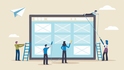 team of designers building and creating a website user interface together