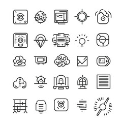 Wall Mural - set of 25 line ai and artificial intelligence icons including neural network, machine learning, auto