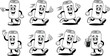 © NaheeD - Eight animated soda cans with arms legs and faces in various poses
