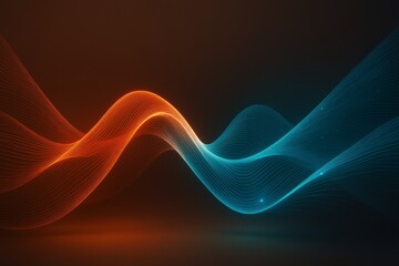 Wall Mural - abstract glowing light wave lines in red and blue intertwining on a dark background in a digital art
