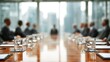 © Xavier - Professional meeting in conference room with bokeh cityscape backdrop