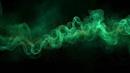 Wall Mural - Emerald Flow: An enchanting, ethereal flow of emerald smoke dances across the black void, a spectacle of color and graceful movement.