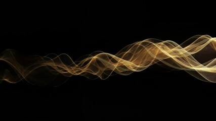 Wall Mural - Abstract Golden Wave: A mesmerizing display of flowing golden waves, gracefully undulating against a black background, creating a sense of elegance and dynamism.