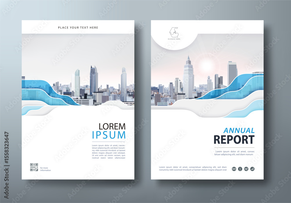 Blue Annual report brochure flyer design template vector, Leaflet ...