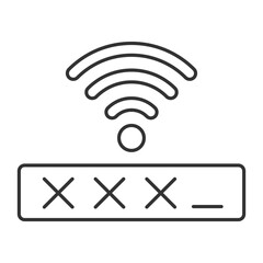 Wall Mural - wifi password line icon. private wireless network access. security technology. closed system protect