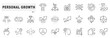 © tutti_frutti - Personal growth related line icons. Development, improvement, achievement, upskill etc. Editable stroke