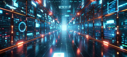 Virtual digital space portal. Data network wireless. Generative video AI technology.	
