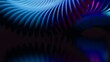 © Hadira - Cool modern dark abstract background of blurred graphics of blue and pink gradient spiral waves in shades. 3D rendering of blue lines with neon bright light reflections. Copy space for your text