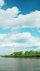 Wall Mural - River Landscape In Sunny Spring Day Timelapse View