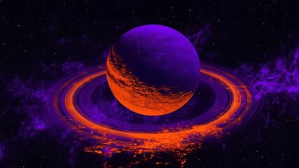 Wall Mural - Colorful ringed planet in deep space