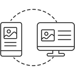 Wall Mural - data transfer linear icon. file sharing. data migration. device synchronization. mobile to desktop t