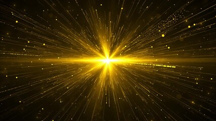 Wall Mural - abstract animation glittering golden particles light rays background. light award stage rays sparks.