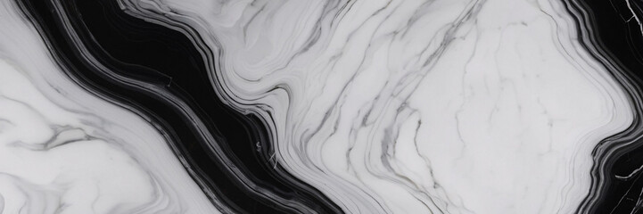 Canvas Print - Abstract Black and White Marble Swirls