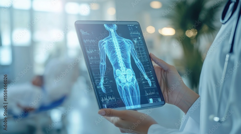 Medical professional analyzing x-ray data hospital digital health ...