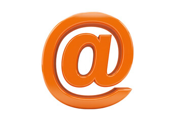 Wall Mural - an orange at symbol for email and internet communication isolated on white background
