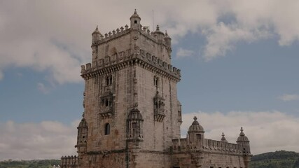 Wall Mural - stone tower with ornate battlements and turrets in Lisbon Portugal