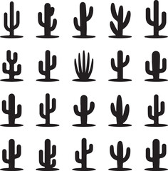 Cactus silhouettes illustrated on white background