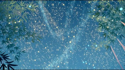 Fantasy View of Tanabata Decorations Sparkling in the Milky Way