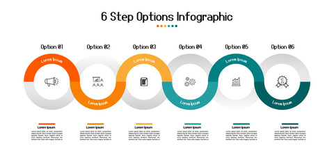 Wall Mural - infographic circular diagram with 6 options. round chart data visualization and presentation. vector