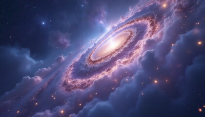 Wall Mural - glowing galaxy swirling in serene space at night