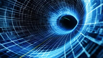 Wall Mural - Video of an abstract visualization of a tunnel of light and particles. Dynamic lines and light effects that create a sense of movement. Useful for scientific presentations and futuristic projects.
