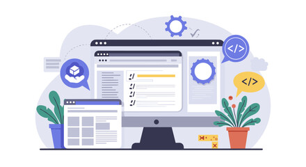 Coding and development vector illustration: modern flat design for web and ux/ui