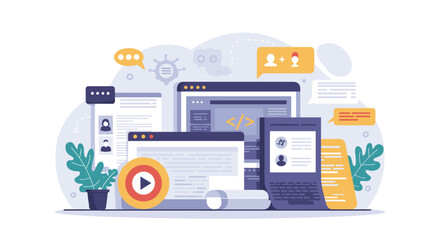Web development concept vector illustration for digital design, flat style