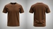 © Fahru Rochim - Front and back view of a brown t-shirt displayed against a gradient background, showcasing the garment's design and fit.