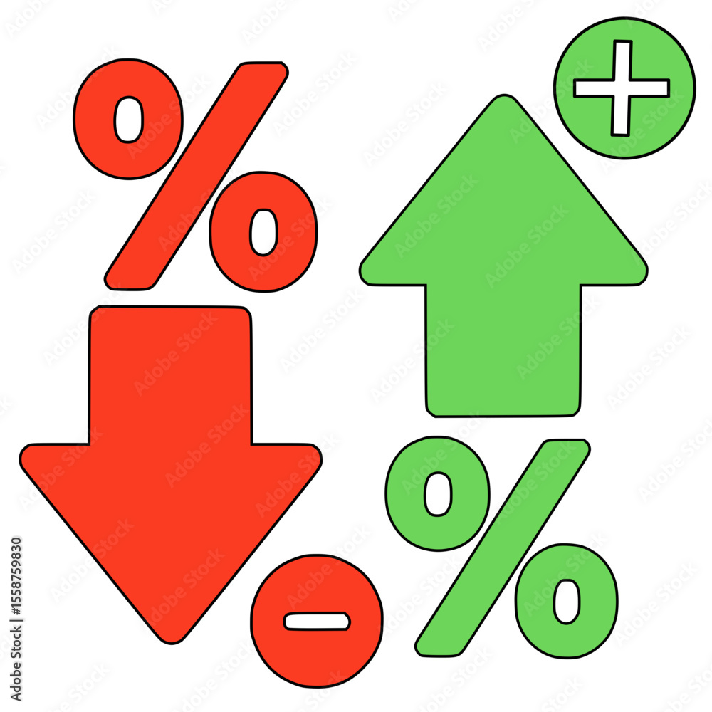 Red and green percentage sign icon