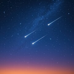 Wall Mural - three bright shooting stars streak across the dark night sky with countless twinkling stars and a co
