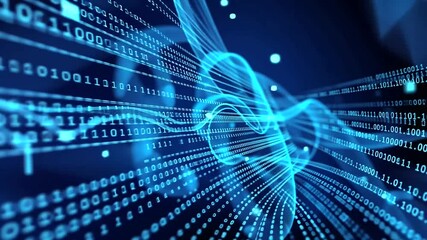 Abstract Blue Digital Binary Data Stream Flow Background Animation Video 60-90 characters