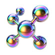 © jannatul - chrome molecule fluid holographic iridescent 3d  isolated on white background PNG, AI GENERATED
