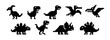 © kolonko - Dinosaur pixel game icon offline error. Cartoon dinosaur pixel icon art.