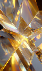 Wall Mural - abstract golden crystal structure shining with light reflections